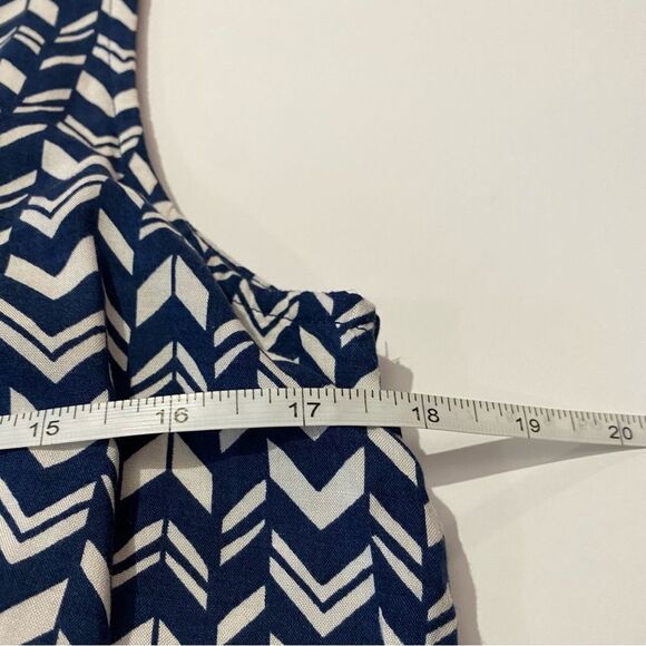 BeachLunchLounge Blue & White Chevron Sleeveless Maxi Length Summer Dress Size M - Picture 11 of 13